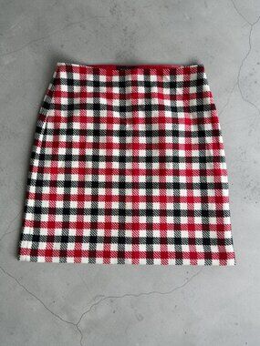 TALBOTS Red Plaid Wool Blend Skirt Size 6